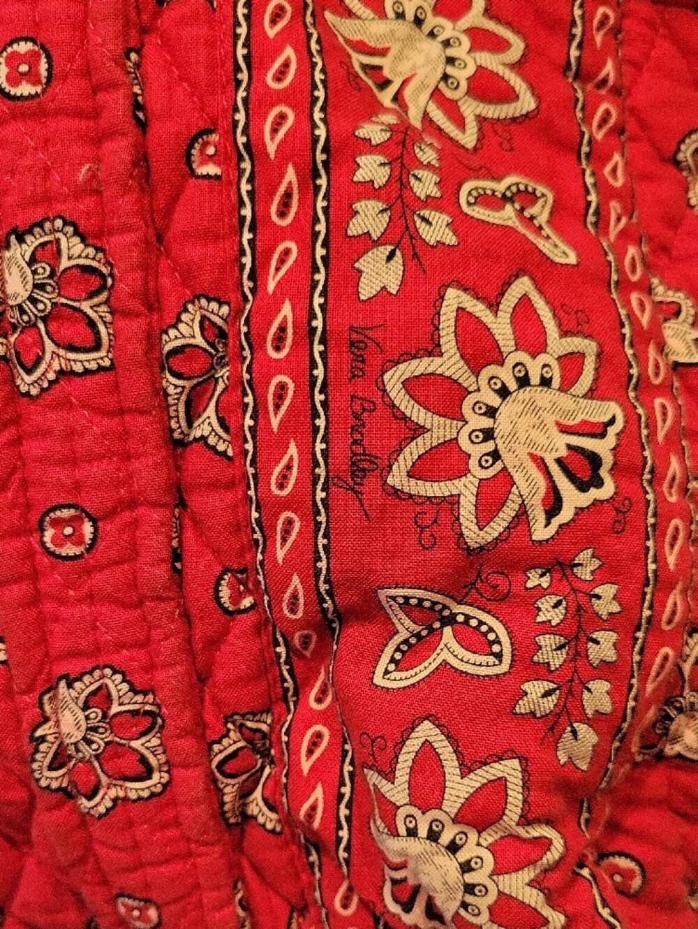 Vera Bradley Quilted Floral Red Tote Bag with Long Straps - Picture 2 of 9
